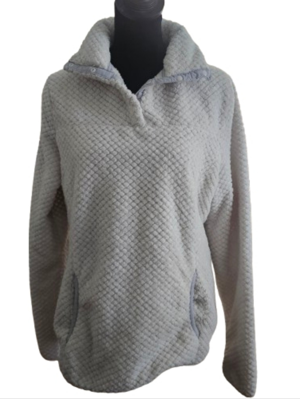 Eddie Bauer Cozy Textured Plush Pullover in Light Gray